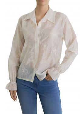 Camicia con colletto e bottoni con ricami